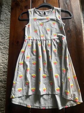 Appaman Gray Sleeveless Dress with Pink and Yellow Hearts